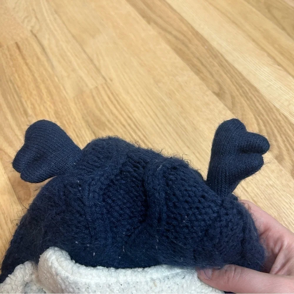 Target Blue Cable Knit Winter Hat W/ Ears Chin Strap Baby